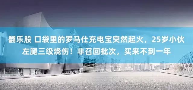 翻乐股 口袋里的罗马仕充电宝突然起火，25岁小伙左腿三级烧伤！非召回批次，买来不到一年